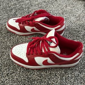 Red and white dunk sneaker size 8.5